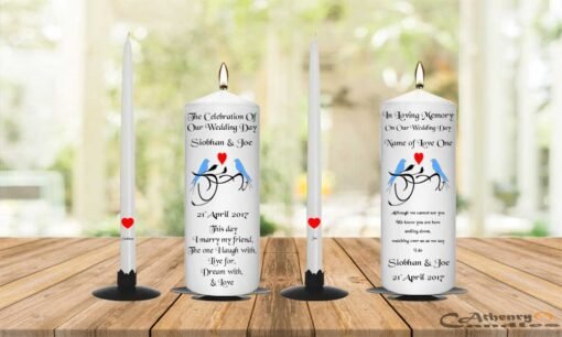 Wedding Unity Candle Set and Remembrance Candle Blue Bird