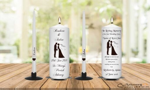 Wedding Unity Candle Set and Remembrance Candle Brown