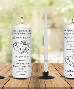 Wedding Unity Candle Set and Remembrance Candle Swirl Heart