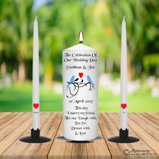 Wedding Unity Candle Set Blue Bird