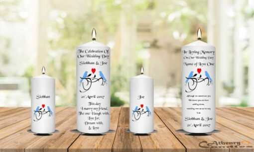 Wedding Unity Candle Set and Remembrance Candle Blue Bird