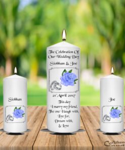 Wedding Unity Candle Set Blue Rose