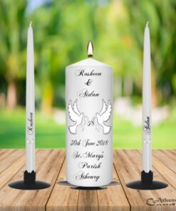 Wedding Unity Candle Set White Doves
