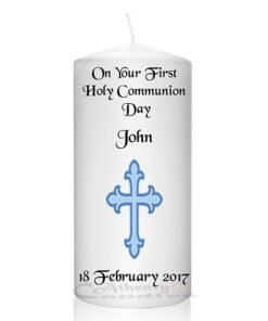 Communion Candle Cross Blue