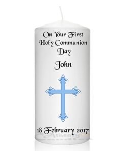 Communion Candle Blue Cross