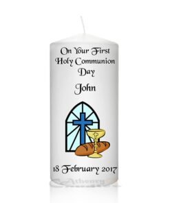 Communion Candle Blue Window-Cross