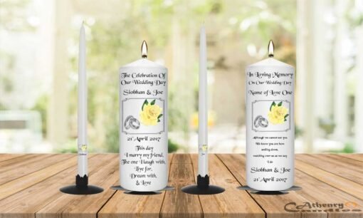 Wedding Unity Candle Set and Remembrance Candle Yellow Rose