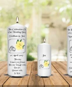 Wedding Unity Candle Set and Remembrance Candle Yellow Rose