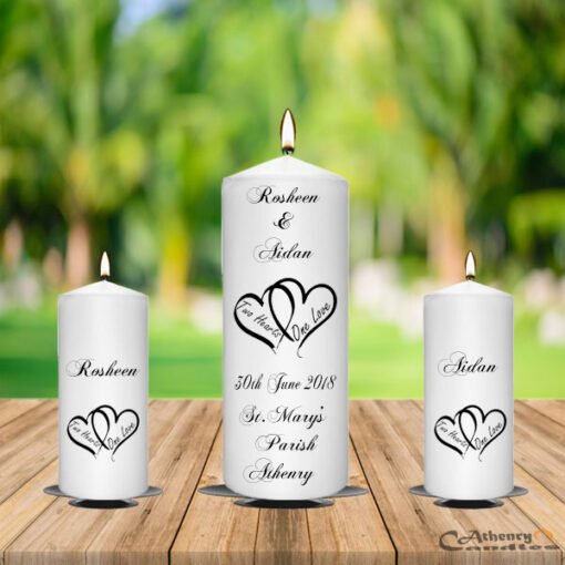 Wedding Unity Candle Set Two Hearts