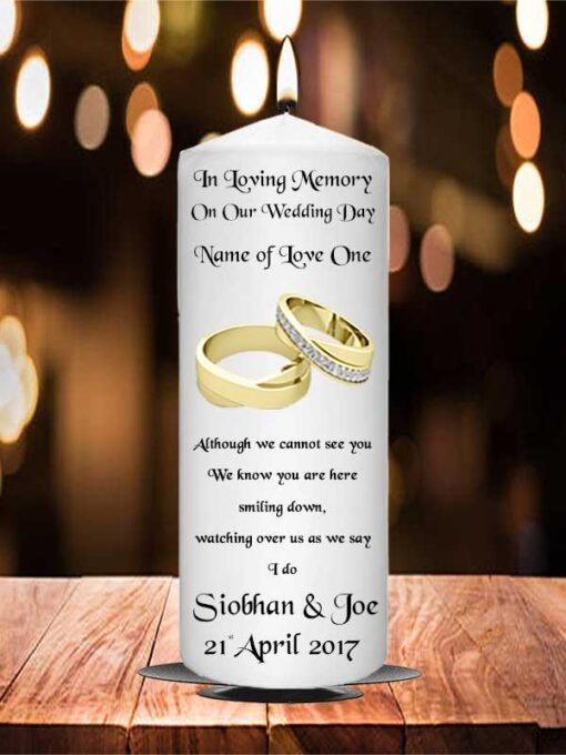 Wedding Remembrance Candle Gold Ring with Diamond