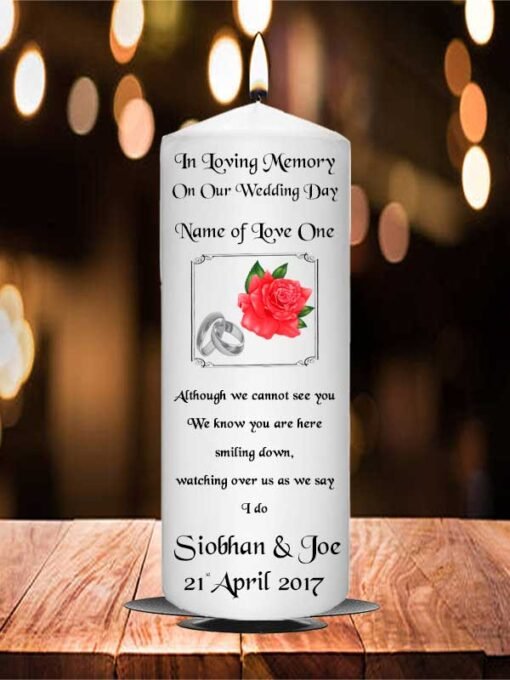 Wedding Remembrance Candle Red Rose