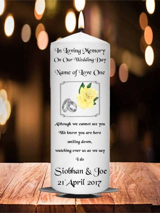 Wedding Remembrance Candle Yellow Rose