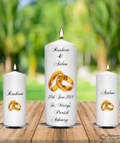 Gold Ring Wedding Unity Candle Set