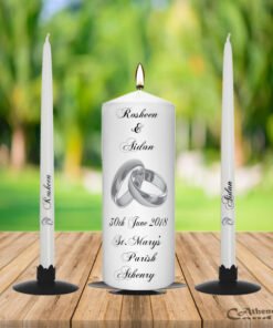 Silver Ring Wedding Unity Candle Set