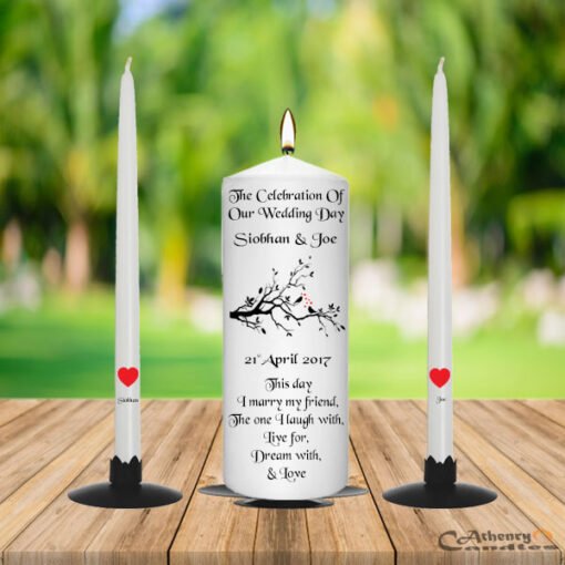 Wedding Unity Candle Set Bird Tree