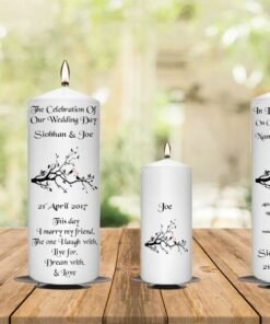Wedding Unity Candle Set and Remembrance Candle Bird Tree