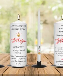 Wedding Unity Candle Set And Remembrance Candle Cherry Blossom Tree
