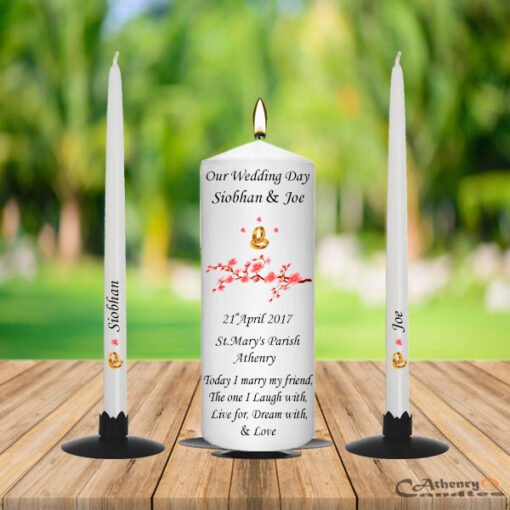 Wedding Unity Candle Set Cherry Blossom Tree