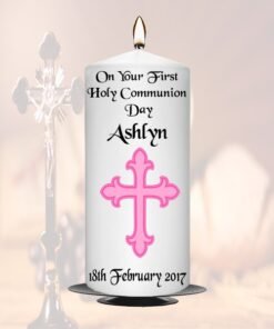 Communion Candle Pink Cross 251
