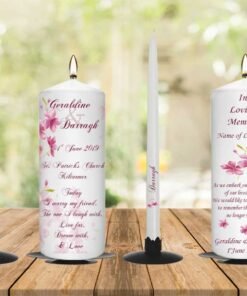 Wedding Unity Candle Set And Remembrance Candle Cherry Blossom