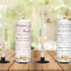 Wedding Unity Candle Set And Remembrance Candle Watercolor Orange Floral