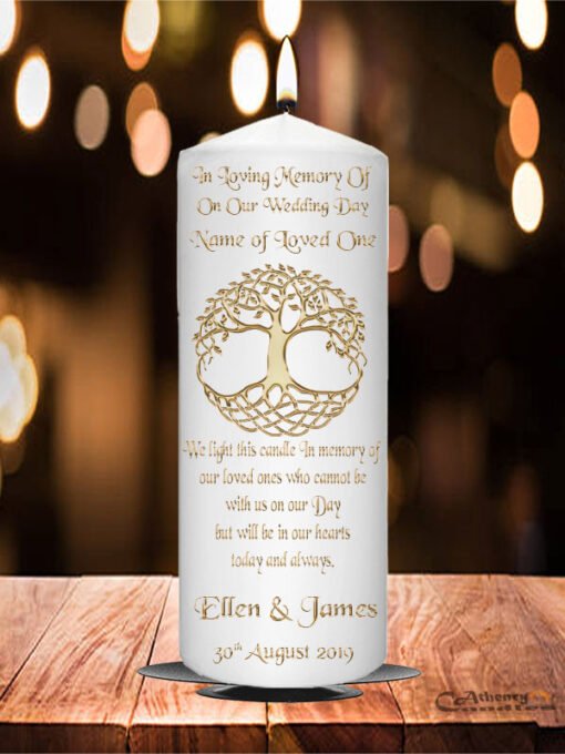 Wedding Remembrance Candle Gold Tree of Life