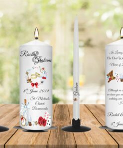 Wedding Unity Candle Set And Remembrance Candle Alice in Wonderland
