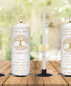 Wedding Unity Candle Set And Remembrance Candle Gold Tree of Life