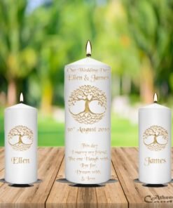 Wedding Unity Candle Set Gold Tree of Life