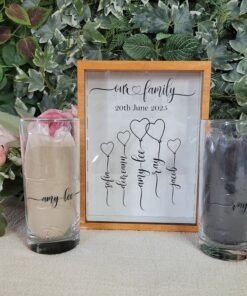 Personalised Our Family Balloon Wood Wedding Sand Ceremony Set – Handmade in Ireland