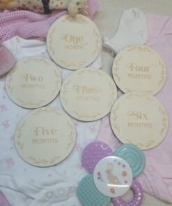 baby milestone cards unisex natural wood photo prop set