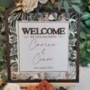 Personalised Botanical Panel wedding welcome sign with layered floral background