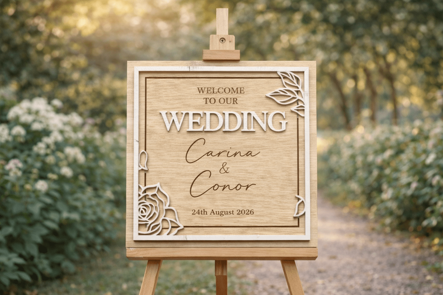 Personalised Botanical Frame Wedding Welcome Sign - Image 5