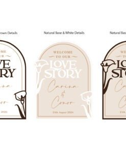 Handmade personalised wedding entrance sign with raised lettering and floral accents