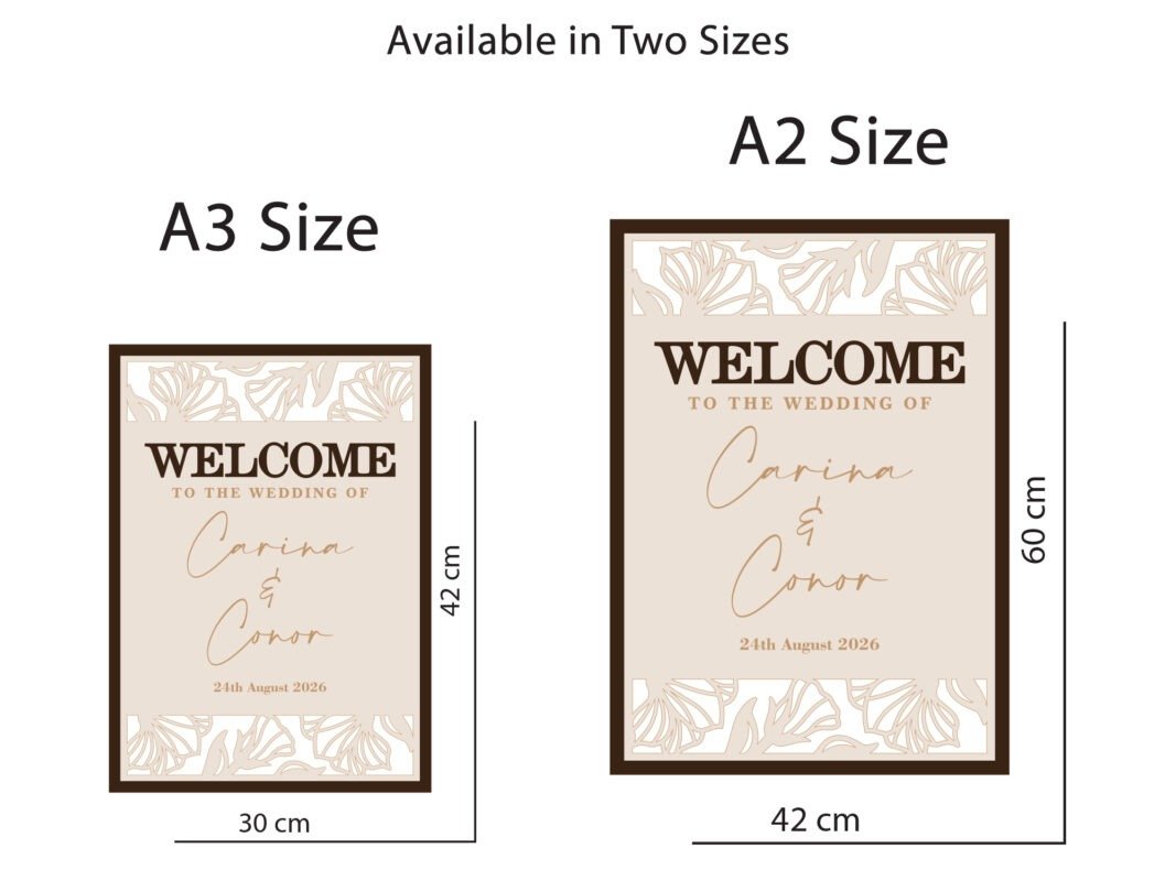 Personalised Botanical Frame Wedding Welcome Sign | Handmade Wooden ...
