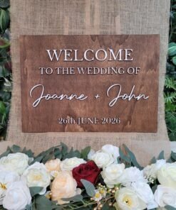 personalised rustic wedding welcome sign wooden entrance board names date