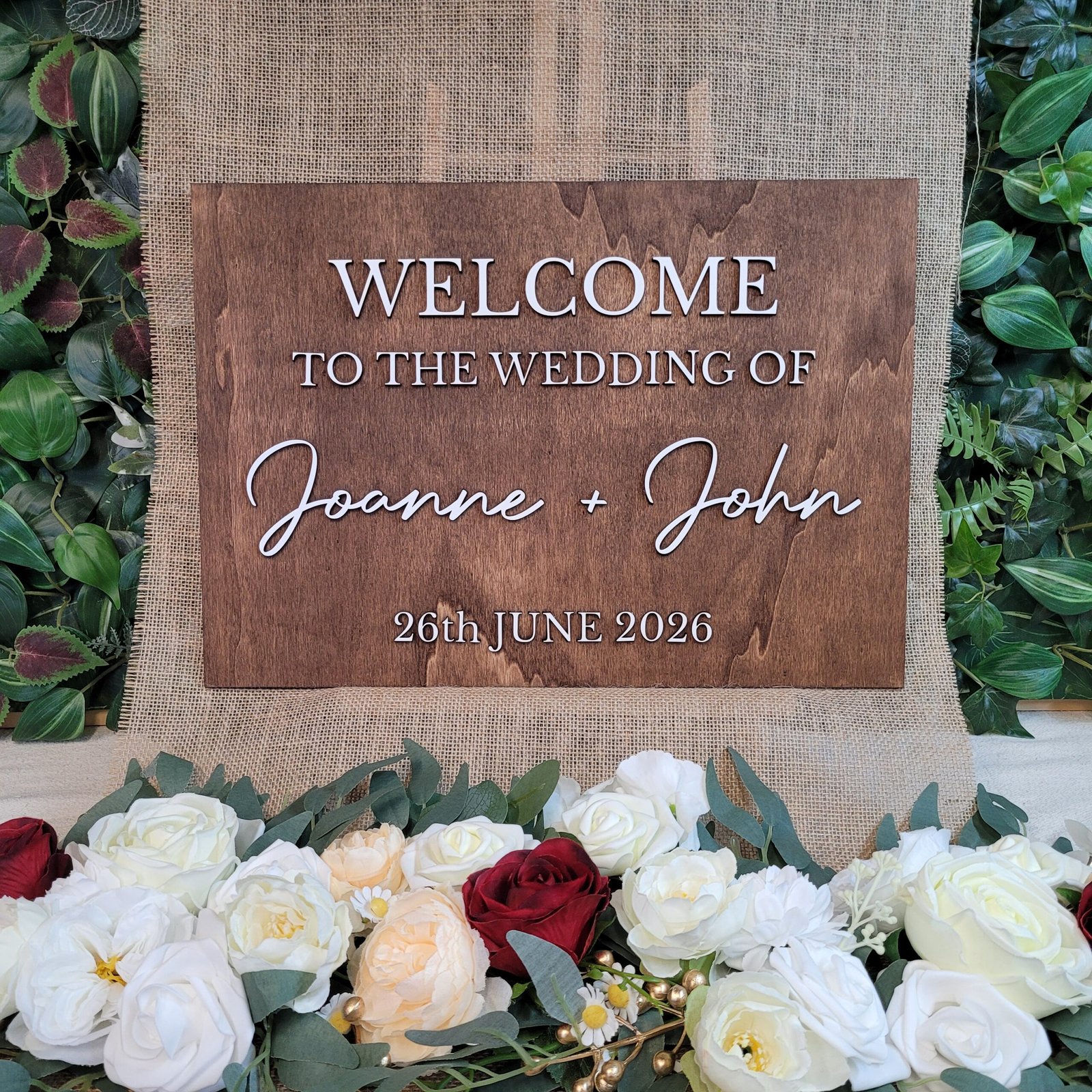personalised rustic wedding welcome sign wooden entrance board names date